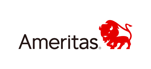 Ameritas logo with red lion symbol, dental and orthodontics insurance provider branding