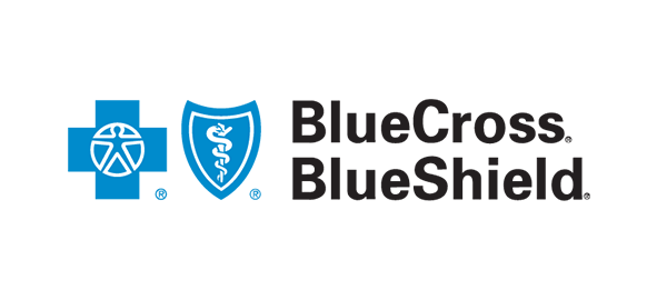 Blue Cross Blue Shield logo with medical symbols on blue shield background.