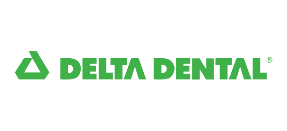 Delta Dental logo featuring green triangle symbol and company name in bold lettering