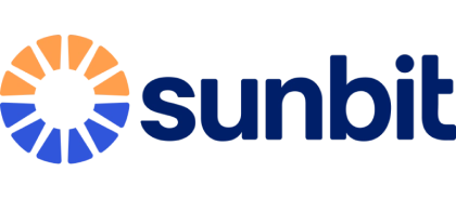 Sunbit logo featuring orange and blue radiating sun design with company name in dark blue text