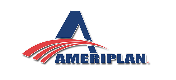 Ameriplan logo featuring blue letter A with red curved lines representing dental care services.