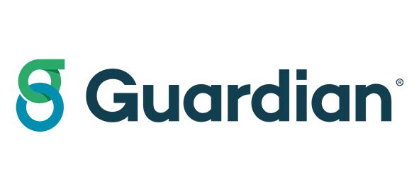 Guardian logo with stylized turquoise and teal symbol next to navy text wordmark